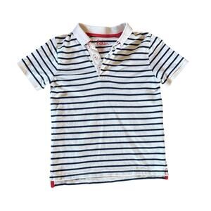 Boden Kids Polo Pique Shirt in Blue & White Size 8-9